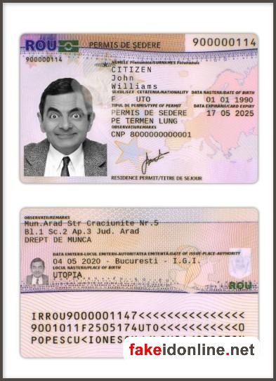 Romania Resident Card Vector Design